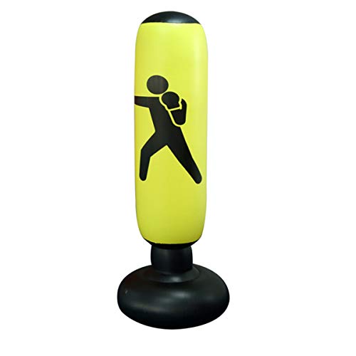 LOVEYIKOAI Inflatable Standing Punching Bag Fitness Punching Bag for Kids Teenage or Adults,Heavy Punching Bag Freestanding Fitness Sport Stress Relief Boxing Target (Yellow)