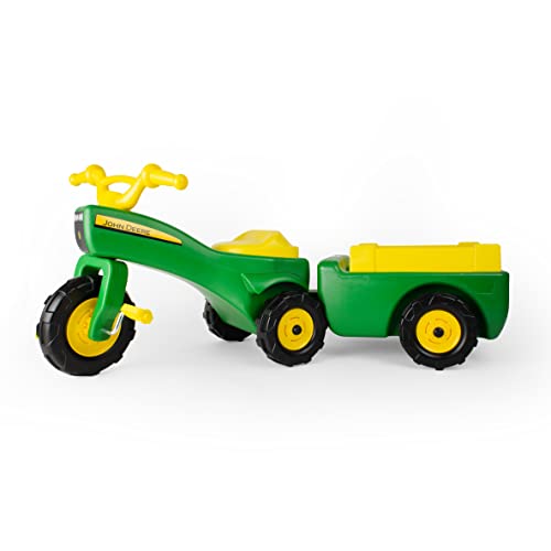 TOMY John Deere Pedal Tricycle and Wagon Set - John Deere Ride On Tractor for Kids - Officially Licensed John Deere Tractor Toys - 18 Months and Up, Green