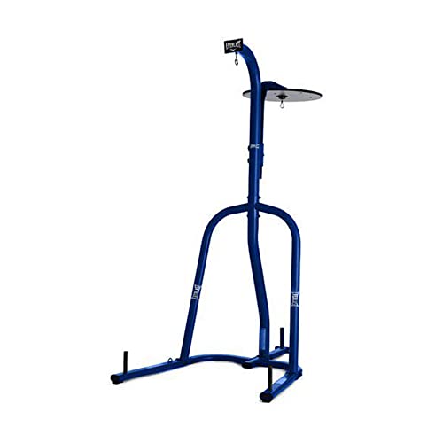 Everlast Steel Heavy Punching Bag Stand Workout Equipment for Kickboxing, Boxing, and MMA Training with 3 Plate Pegs and 100 Pound Capacity (Blue (with Stand))