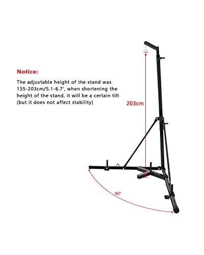Weanas Folding Heavy Bag Stand, Foldable Heavy Duty Boxing Punching Bag Stand, Portable Sandbag Rack Freestanding Height Adjustable Up to 132 lbs for Home Fitness