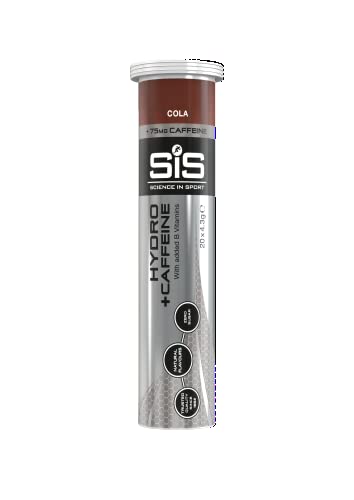SIS Caffeine Electrolyte Tablets, Electrolyte Hydration Drink Tablets, 75mg of Caffeine Electrolyte Rich Sports Drink, Increased Hydration & Endurance for Running, Cycling, Triathlon, Soccer - 20 Tablets , 1 Tube, Cola