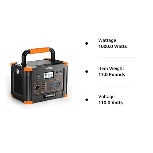 Portable Power Station 1000W, GRECELL 999Wh Solar Powered Generator with 110V AC Outlet, PD 60W Fast Charging Backup Lithium Battery Pack Power Supply for Outdoor Home Camping Travel Emergency RV Van