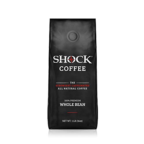 Shock Coffee Whole Bean. The Strongest Caffeinated All Natural Coffee, Up to 50% More Caffeine than Regular Coffee, 1 pound