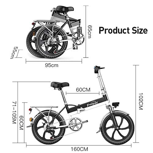 FreegoEV 20" Fat PneumaticTire Foldable E-Bike with 500W Motor, 48V 10.4AH Battery, Front and Rear disc Brakes, 7-Speed Modes and Dual Shock Absorber Electric Bicycle for Teenagers and Adults