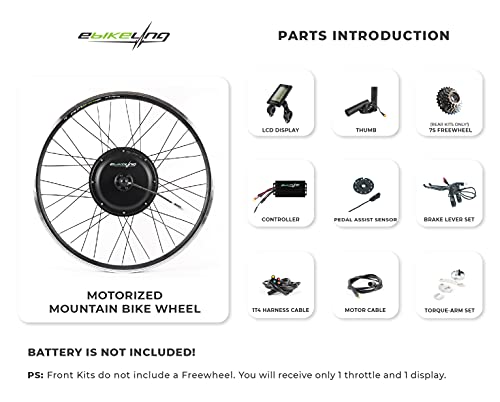 EBIKELING Waterproof Ebike Conversion Kit for Electric Bike 20" Rear Wheel Electric Bicycle Hub Motor Kit