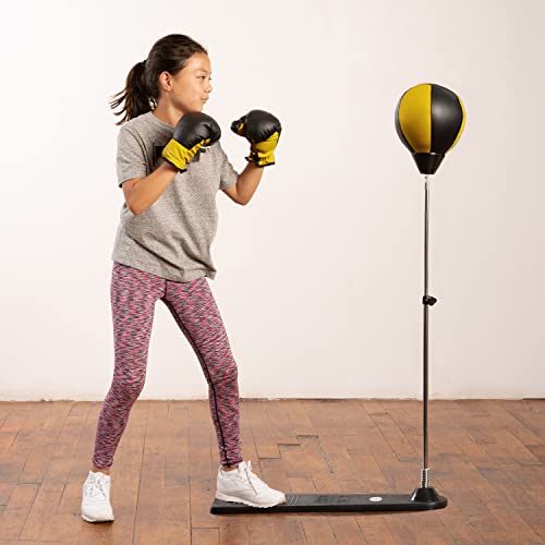 Protocol Punching Bag with Stand - for Adults & Kids - Punching Bag with Stand Plus Boxing Gloves - Adjustable Height Stand - Great for Exercise and Fitness Fun for The Entire Family, Black