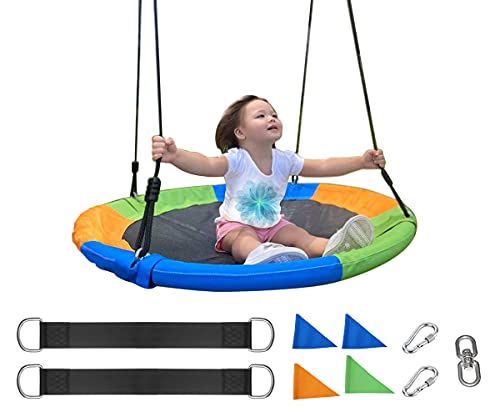 Tree Swings for Kids,Flying Saucer Swing with 360 Degree Rotate 40 Inch 600LBS Capacity, Snap Hooks,Straps and Swing Swivel, for Playground,Backyard