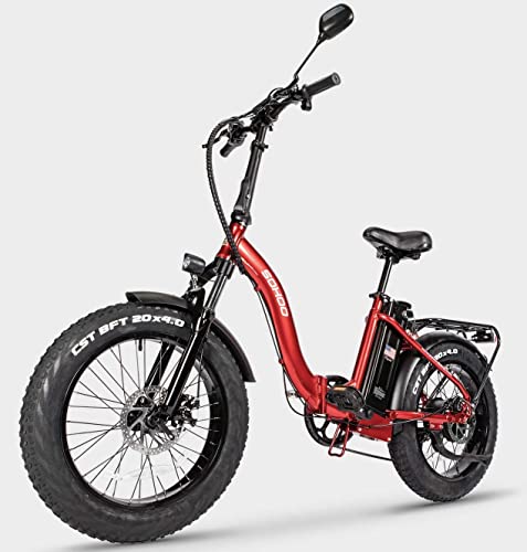 SOHOO 48V 750W13AH 20" x4.0 Folding Fat Tire E-Bike Mountain Electric Bicycle Beach Cruiser Snow Bike (Red)