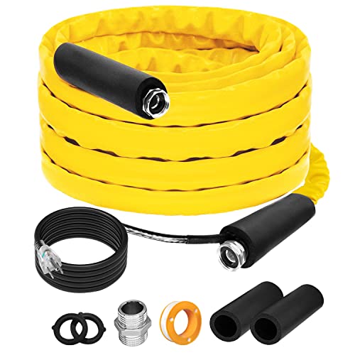 CircleRiver 25FT Heated Drinking Water Hose for RV -40℉ Antifreeze Water Hose 5/8" Inner Diameter Self-Regulating with Energy Saving Thermostat Lead & BPA Free RV Water Hose