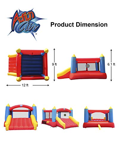 Action Air Bounce House, Inflatable Bouncer with Air Blower, Jumping Castle with Slide, Family Backyard Bouncy Castle, Durable Sewn with Extra Thick Material, Idea for Kids(C-9745)