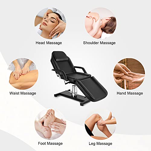 Artist hand Hydraulic Facial Table Tattoo Chair Massage Bed Adjustable Professional for Esthetician Beauty Spa Lash Bed for Eyelash Extensions Salon Equipment Barber Chair Salon Chair (Black)