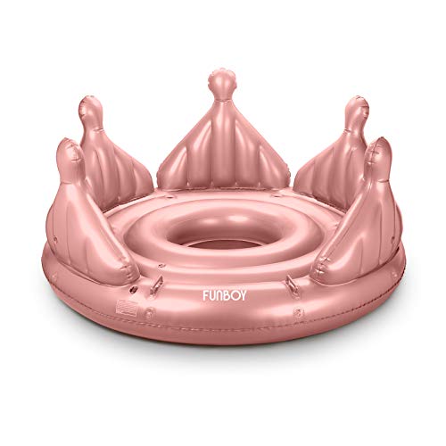 FUNBOY Giant Inflatable Luxury Royal Crown Island Pool Float in Rose Gold, Perfect for a Summer Pool Party