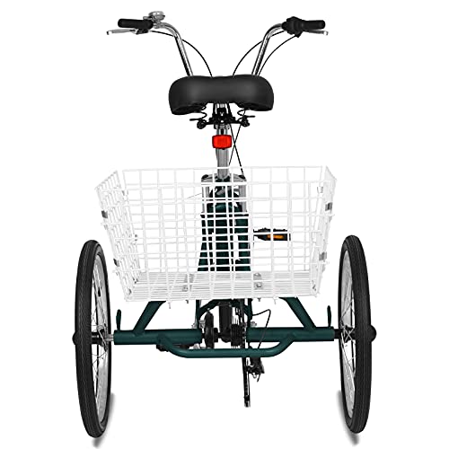 Adult Folding Tricycle 7-Speed, 20/24/26-Inch Three Wheel Cruiser Bike with Cargo Basket, Foldable Tricycle for Adults, Women, Men, Seniors Exercise Shopping