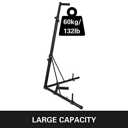 Happybuy Folding Boxing Heavy Bag Stand, Height Adjustable Sandbag Rack Portable 132LB Heavy Duty Punch Bag, Stand Free Standing in The Corner Punching Suspension Bracket for Home Fitness (Black+)