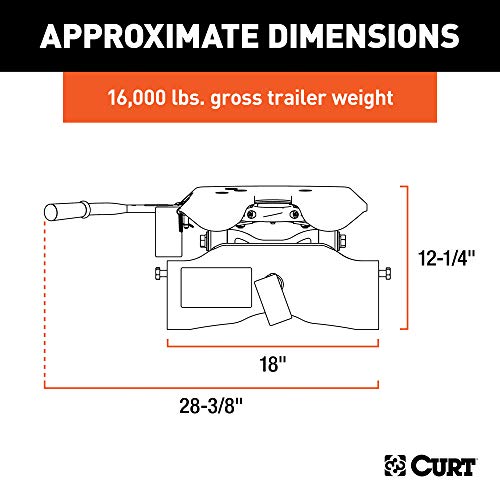 CURT 16520 A16 5th Wheel Hitch Head Only, Legs or Roller Required, 16,000 lbs