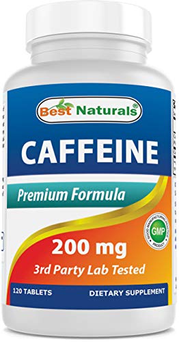 Best Naturals Caffeine Pills 200mg 120 Tablets - Non Habit - Proven No Crash or Jitters