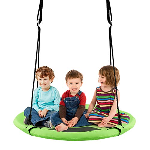 Costzon 2 in 1 Kids Detachable Hanging Chair Swing Tent Set, Hammock Nest Pod Hanging Swing Seat for Boys/Girls, Children Outdoor Indoor Swing Play House with Play Tent, Max Capacity 330 LBS (Green)