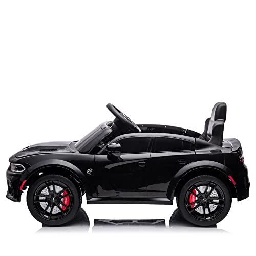 12V Kids Ride on Car Licensed Dodge Kids Electric Vehicle Toy, Battery Powered Toy Electric Car w/Remote Control, MP3, Bluetooth, LED Light, Ride On Toy w/3 Speeds and Suspension System, Black