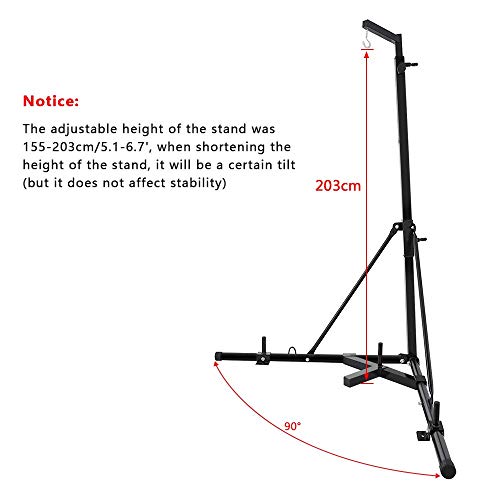 Weanas Folding Heavy Bag Stand Portable Freestanding Sandbag Rack Height Adjustable Heavy Duty Corner Punching Bag Stand with Pull-up Bar