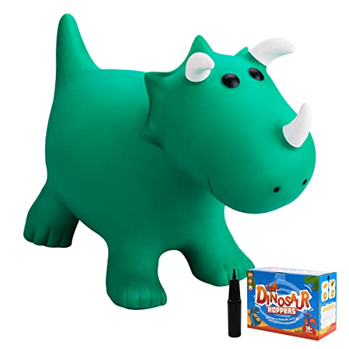 INPODAK Bouncy Horse for Toddler Hopper Animal Bouncing Inflatable Dinosaur Jumping Horse Ride on Hopping Toy for Kids with Pump