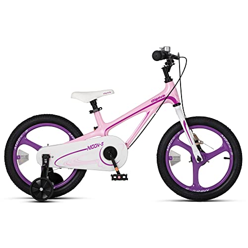 Royalbaby Moon 5 Kids Bike 14 Inch Childrens Bicycle with 2 Handle Brake Training Wheels for Boys Girls Pink