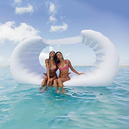 FUNBOY Giant Inflatable Luxury Bali Lounger Cabana Pool Float in White, Perfect for a Summer Pool Party