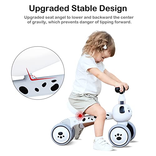Baby Balance Bikes for 1 2 3 Year Old Boys Girls, Riding Toys for 10-36 Month Toddler | No Pedal Infant 4 Wheels Baby Bicycle | Best First Birthday New Year Holiday (Dog)