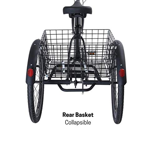 sixthreezero EVRYjourney 26 Inch 7-Speed Hybrid Adult Tricycle with Rear Basket, Matte Black, One Size (630335)