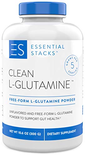 Essential Stacks Clean L-Glutamine Powder - Designed for Optimal Gut Health - Pure Unflavored L-Glutamine Powder That Mixes Easily & Has No Odor