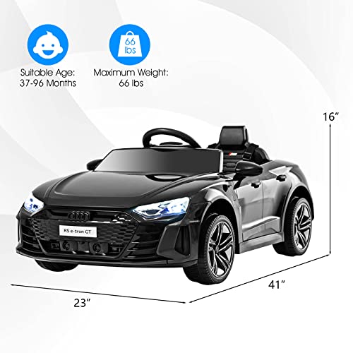 INFANS 12V Kids Ride On Car, Licensed Audi RS e-tron GT Electric Vehicle with Remote Control, Toddlers Battery Powered Toy with 4 Wheels Suspension, LED Headlight, Music, MP3, USB, TF Port (Black)