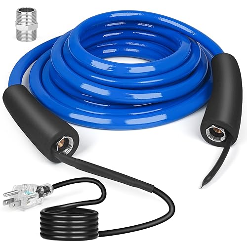 JDZKOMKE 25FT Heated Water Hose for RV,Heated Drinking Water Hose with Thermostat,Lead and BPA Free,1/2"Inner Diameter,Temperatures Down to -40°F Self-Regulating,Blue Appearance (25FT)