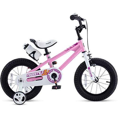 RoyalBaby Kids Bike Boys Girls Freestyle BMX Bicycle with Training Wheels Gifts for Children Bikes 12 Inch Pink
