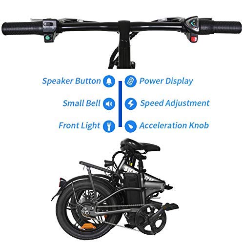 16" Folding Electric Bicycle Lightweight and 350W Brushless Motor Aluminum Folding EBike, Electric Bicycles for Adults…