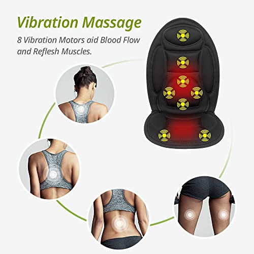 Seat Massager, Vibrating Back Massager for Chair Massage Cushion, 8 Vibrations to Relieve Stress and Fatigue for Back, Shoulder and Thighs