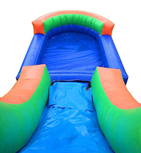 Inflatable Bounce House and Wet / Dry Slide with Wet Pool Attachment | Crossover Pink Castle Combo | 12' Foot x 12' Foot Bouncy Area | Includes Blower, Anchor Stakes, and Storage Bag