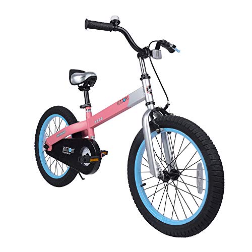 RoyalBaby Boys Girls Kids Bike 18 Inch Matte Button Bicycles with Kickstand Child Bicycle Pink