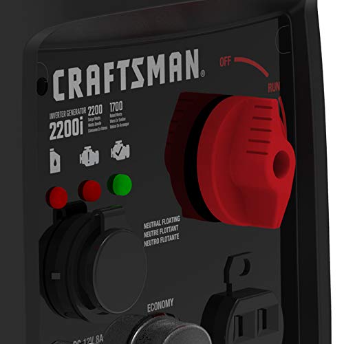 Craftsman C0010020 2,200-Watt Gas Portable Generator - Quiet & Powerful - Clean Power for Sensitive Electronics - Compact & Lightweight Design - Powered by Generac - 50-State/CARB Compliant