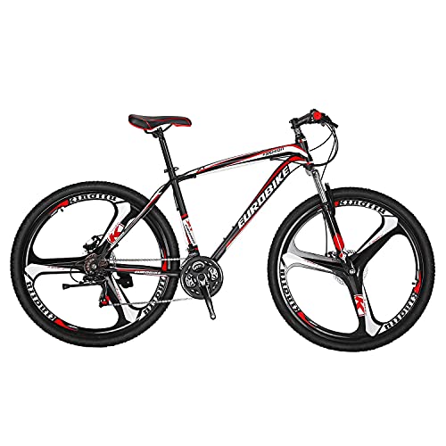 YH-X1 Mountain Bike 21 Speed 27.5 Inch 3-Spoke Mag Wheels Dual Disc Brakes for Mens Front Suspension Bicycle (red)