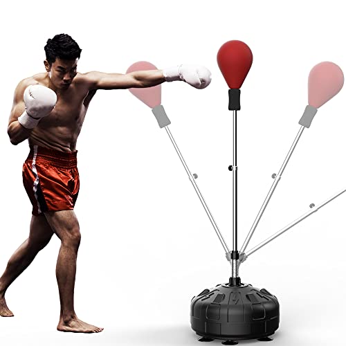 Speed Punching Bag with Stand, Adjustable Reflex Bag, Freestanding Boxing Ball, Standing Punching Bag, for MMA Reflex Speed Training, Boxing Equipment, Stress Relief & Fitness, for Adults & Teenagers