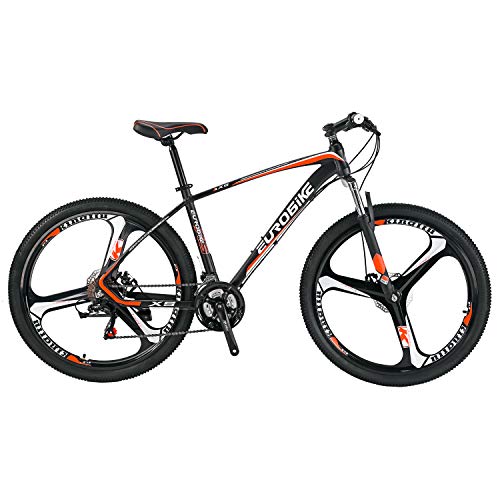 YH-X5 Mountain Bike Aluminum Frame 27.5 inch Wheels 21 Speed Shifter Dual Disc Brakes Front Suspension Bicycle for Mens (3-Spoke Orange FBA)