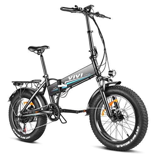 VIVI Electric Bike 20" x 4.0 Fat Tire Folding Electric Bicycle, 500W/350W Folding Ebike for Adults, 48V 10.4AH Removable Battery, Up to 50 Miles, 23MPH Electric Commuter Bike, Shimano 7 Speed