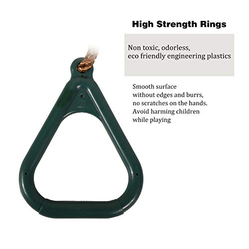 RedSwing Trapeze Gym Rings, Swing Set Rings with Adjustable Rope & Hangers, Outdoor Backyard Playground Accessory for Kids Ages 3 Years & Up