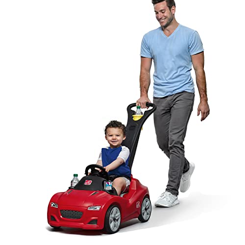 Step2 Whisper Ride Cruiser Kids Push Car, Ride On Car with Seat Belt and Horn, Toddlers Ages 1.5 – 4 Years Old, Max Weight 50 lbs., Easy Storage, Ideal Stroller Substitute, Red