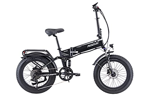 Paselec Electric Bike for Adult Fat Tire Ebike Folding Electric Bicycle Snow Ebike 20 * 4" Foldable Ebike 9 Speed Gears with 750W Motor 48V 12Ah Battery (Black)