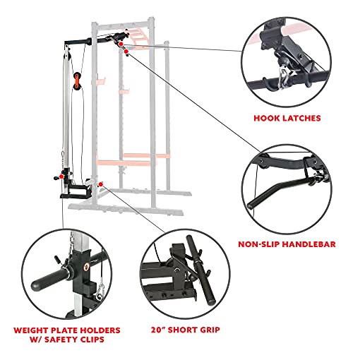 Sunny Health & Fitness Power Zone Strength Rack Power Cage with LAT Pull Down Attachment