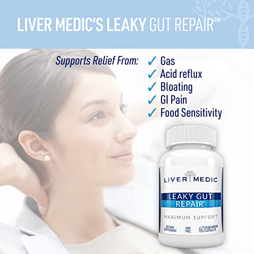 Leaky Gut Repair – Glutamine Capsules w/Slippery Elm & Marshmallow Root – Leaky Gut Repair Supplements for IBS Relief, Bloating, Heartburn, & Gut Health (60 Capsules)