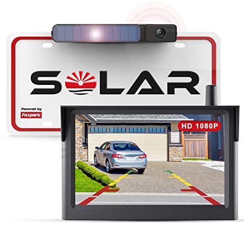 Foxpark Solar Wireless Backup Camera, 1080P 5'' Monitor Back Up Camera Systems Wireless, 3 Mins DIY Installation, Reverse Camera for Car, Truck, Van, RV (S3)