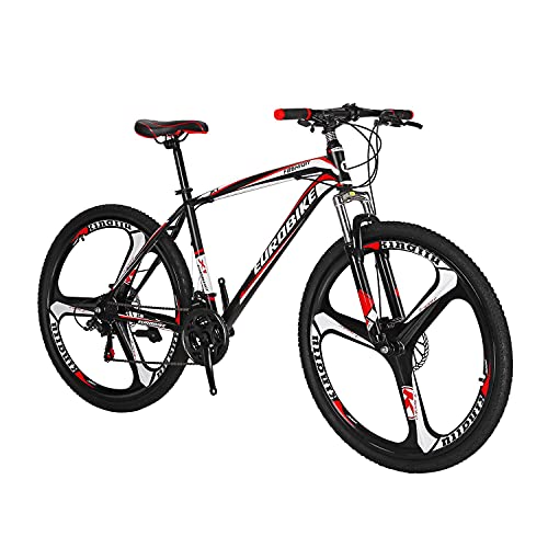 YH-X1 Mountain Bike 21 Speed 27.5 Inch 3-Spoke Mag Wheels Dual Disc Brakes for Mens Front Suspension Bicycle (red)