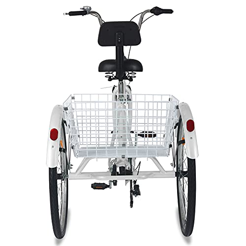 NAIZEA Adult Tricycle, 7 Speed Three Wheel Cruiser Bike, 20/24/26 inch Adult Trikes 3 Wheel Bikes with Large Basket for Seniors, Adults, Women, Men, Multiple Colors