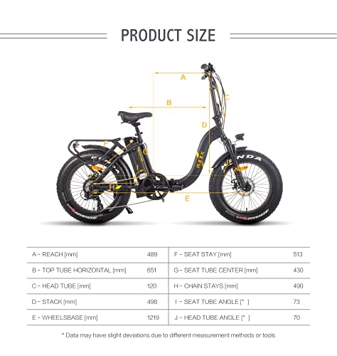 MZZK BIKE Adults 750W Folding Electric Bike 20In Fat Tire Electric Mountain Bikes Shimano 7-Speed Snow Beach Electric Bicycle with 48V Larger Battery, Matt Black-Foldable